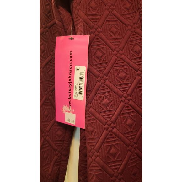 Betsey Johnson Long Sleeve Round Neck Dress Size 12 Burgundy NWT 80s - Picture 15 of 16